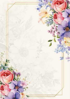 Renkli, zarif, çiçekli suluboya arkaplan