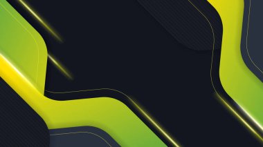 Yeşil fütürist teknoloji kavramına sahip soyut siyah arkaplan. Vektör soyut grafik tasarım sancak deseni sunum arkaplan duvar kağıdı ağ şablonu.