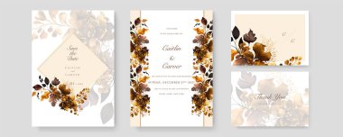 Rengarenk çiçekli güzel ve zarif düğün davetiyesi şablonu
