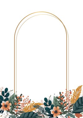 Rengarenk çiçekli güzel ve zarif düğün davetiyesi şablonu