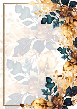 Renkli renkli çiçek güzel el çizilmiş düğün davetiyesi suluboya