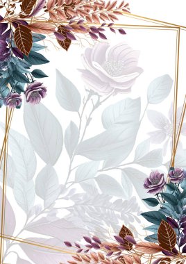 Renkli çiçek vektörü düğün davetiyesi şablonunu suluboya bırakıyor