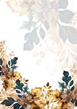 Renkli renkli çiçekli zarif düğün davetiyesi suluboya