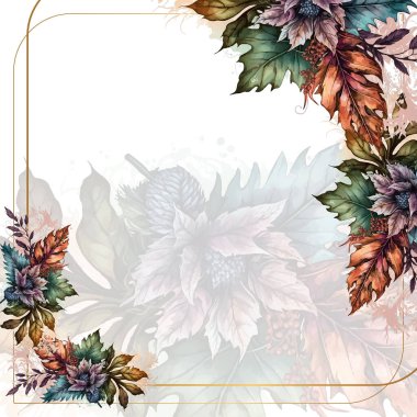 Renkli çiçek vektörü düğün davetiyesi şablonunu suluboya bırakıyor