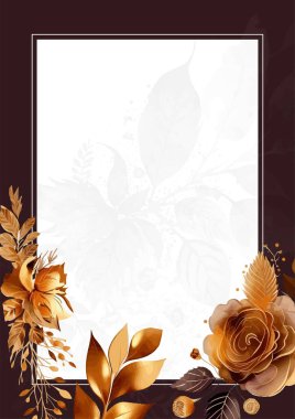 Renkli renkli çiçekli zarif düğün davetiyesi suluboya