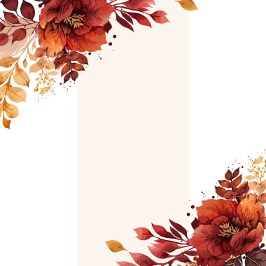 Yeşil yapraklı suluboya düğün davetiyesi.