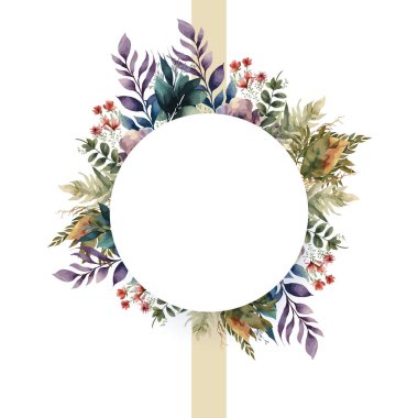 Çiçek çerçeveli güzel düğün davetiyesi şablonu Premium Vektörü