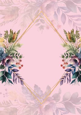 Renkli renkli çiçek vektörü zarif el düğün davetiyesi çiçek tasarımı suluboya