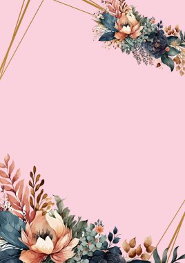 Rengarenk çiçekli güzel ve zarif düğün davetiyesi şablonu