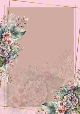 Renkli çiçek vektörü düğün davetiyesi şablonunu suluboya bırakıyor