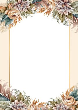 Rengarenk çiçekli güzel ve zarif düğün davetiyesi şablonu