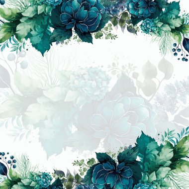 Renkli çiçek vektörü düğün davetiyesi şablonunu suluboya bırakıyor