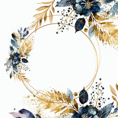 Renkli çiçek vektörü düğün davetiyesi şablonunu suluboya bırakıyor