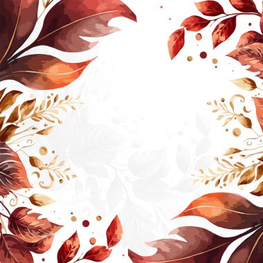 Renkli renkli çiçek vektörü suluboya düğün davetiyesi şablonu. Altın çiçeklerle süslenmiş.