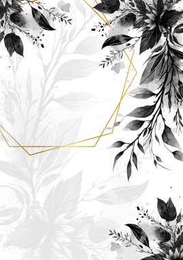 Renkli renkli çiçekli zarif düğün davetiyesi suluboya