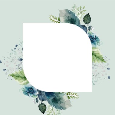 Çiçekli ve yapraklı modern düğün davetiyesi