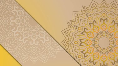 Lüks mandala arka planında altın arabesk desenli Arap islami doğu tarzı. Baskı, poster, kapak, broşür, broşür, afiş için dekoratif mandala.