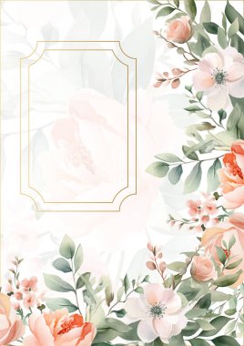 Renkli renkli çiçek vektörü zarif el düğün davetiyesi çiçek tasarımı suluboya