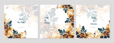 Renkli renkli çiçek güzel el çizilmiş düğün davetiyesi suluboya