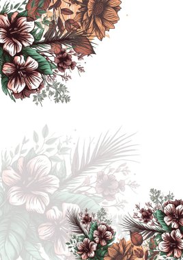 Rengarenk çiçekli güzel ve zarif düğün davetiyesi şablonu