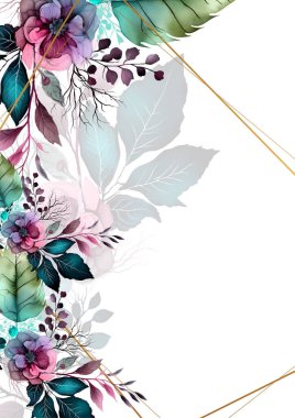 Rengarenk çiçekli güzel ve zarif düğün davetiyesi şablonu