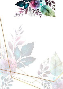 Renkli renkli çiçek vektörü zarif el düğün davetiyesi çiçek tasarımı suluboya