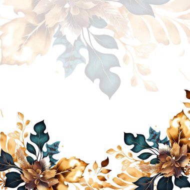 Renkli renkli çiçekli zarif düğün davetiyesi suluboya