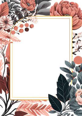 Renkli çiçek vektörü düğün davetiyesi şablonunu suluboya bırakıyor