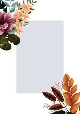 Renkli çiçek vektörü düğün davetiyesi şablonunu suluboya bırakıyor