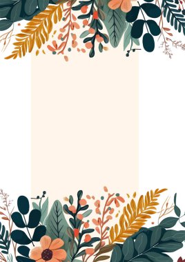 Renkli renkli çiçek güzel el çizilmiş düğün davetiyesi suluboya