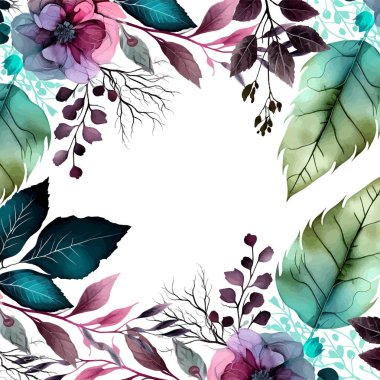 Renkli çiçek vektörü düğün davetiyesi şablonunu suluboya bırakıyor