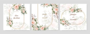Renkli çiçek vektörü düğün davetiyesi şablonunu suluboya bırakıyor