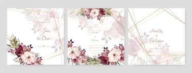 Renkli renkli çiçek vektörü zarif el düğün davetiyesi çiçek tasarımı suluboya