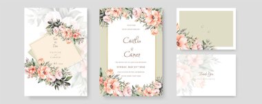 Rengarenk çiçekli güzel ve zarif düğün davetiyesi şablonu