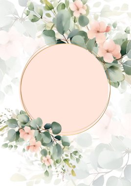 Renkli çiçek vektörü düğün davetiyesi şablonunu suluboya bırakıyor