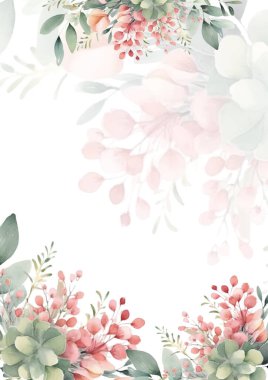 Renkli çiçek vektörü düğün davetiyesi şablonunu suluboya bırakıyor