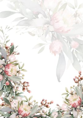 Renkli renkli çiçek vektörü güzel altın çiçek çizgileri düğün kartı şablonunda suluboya