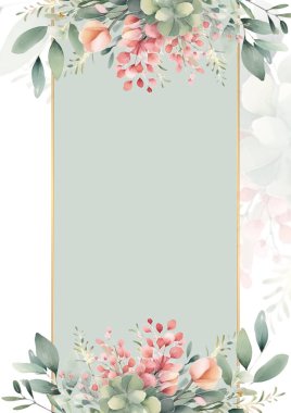 Renkli çiçek vektörü düğün davetiyesi şablonunu suluboya bırakıyor