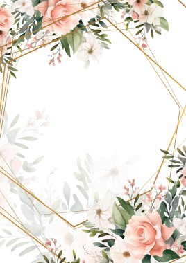 Renkli çiçek vektörü düğün davetiyesi şablonunu suluboya bırakıyor