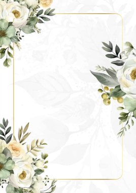 Renkli çiçek vektörü düğün davetiyesi şablonunu suluboya bırakıyor