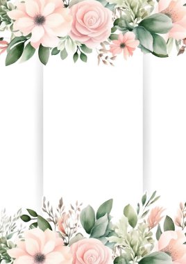 Renkli renkli çiçek vektörü güzel altın çiçek çizgileri düğün kartı şablonunda suluboya