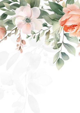 Renkli çiçek vektörü düğün davetiyesi şablonunu suluboya bırakıyor