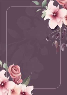 Renkli renkli çiçek vektörü güzel altın çiçek çizgileri düğün kartı şablonunda suluboya