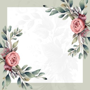 Renkli renkli çiçek güzel el çizilmiş düğün davetiyesi suluboya