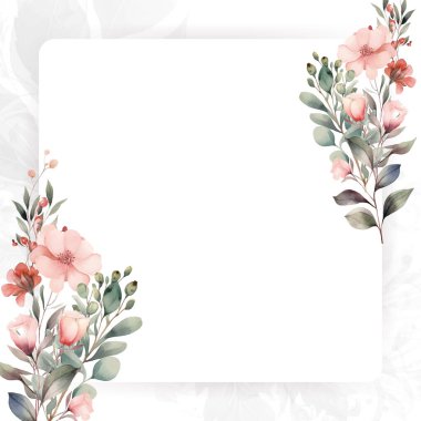 Renkli renkli çiçek vektörü güzel altın çiçek çizgileri düğün kartı şablonunda suluboya