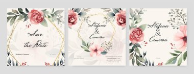 Renkli çiçek vektörü düğün davetiyesi şablonunu suluboya bırakıyor