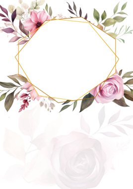 Rengarenk çiçekli güzel ve zarif düğün davetiyesi şablonu