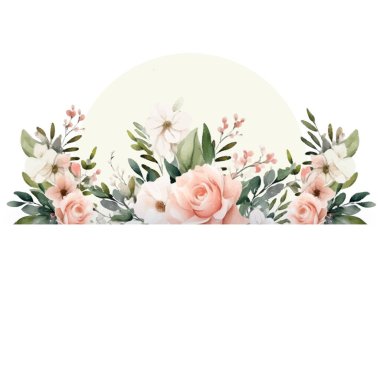 Yeşillik suluboya yaprak ve minimalist tarzda temiz çerçeve içeren düğün davetiyesi