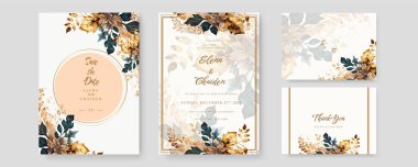 Renkli renkli çiçek güzel el çizilmiş düğün davetiyesi suluboya