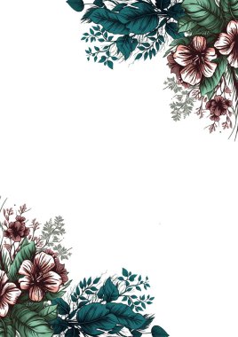 Renkli renkli çiçek vektörü zarif el düğün davetiyesi çiçek tasarımı suluboya